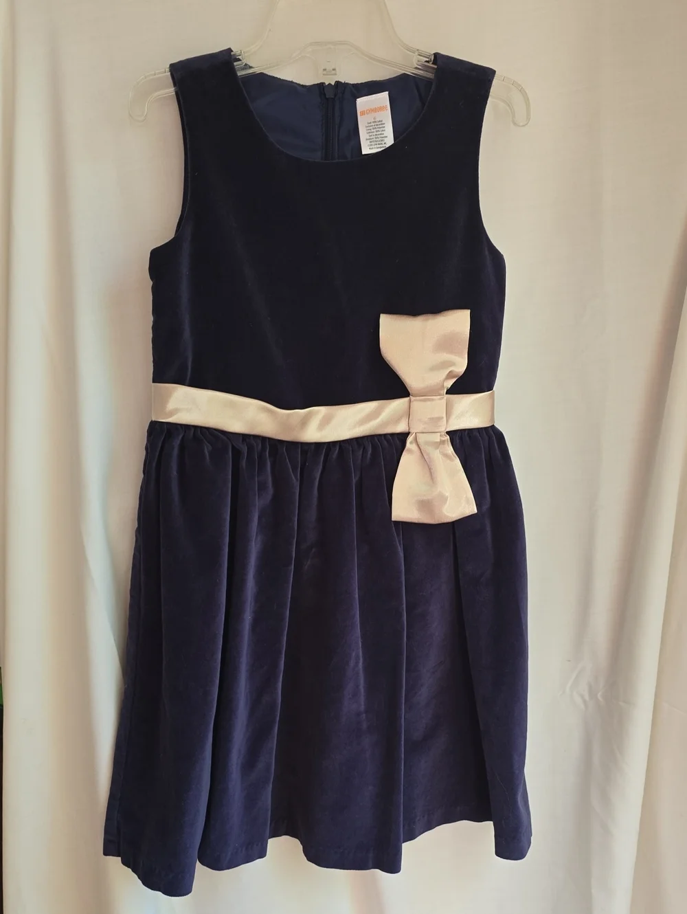 Gymboree Navy Velvet Dress with Ivory Bow